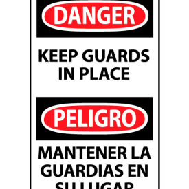 Bilingual Machine Labels - Danger Keep Guards In Place