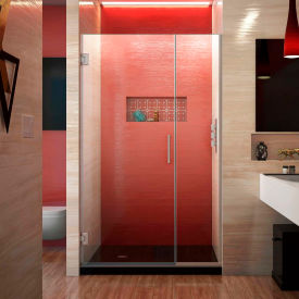 Unidoor Plus Hinged Shower Door, Brushed Nickel, 43 to 43-1/2" x 72"