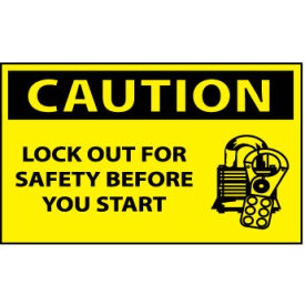 Machine Labels - Caution Lock-Out For Safety Before You Start