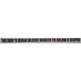 Door Decal - This Door to Remain Unlocked While Building is Occupied, 1-1/2" x 24", Black On Clear