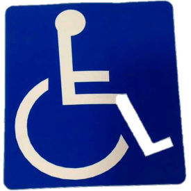 Handicap Accessible Door Decal, 4" x 4", White On Blue
