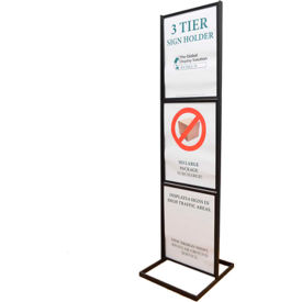 3-Tier Poster Stands Sign Holder 22"W x 28"H Black