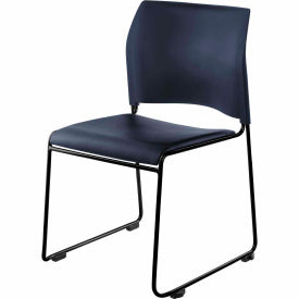 Stacking Chair - Vinyl - Blue Seat with Black Frame