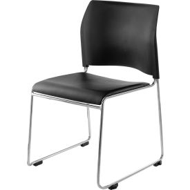 Stacking Chair - Vinyl - Black Seat with Chrome Frame