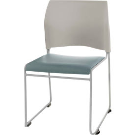 Stacking Chair - Vinyl - Gray Seat with Silver Frame