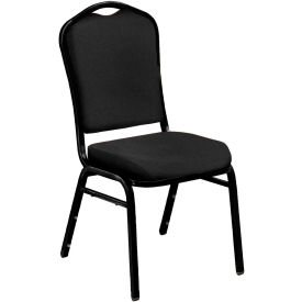 Banquet Stacking Chair - 2" Fabric Seat - Silhouette Back - Black Seat with Black Frame