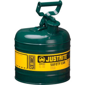 Safety Can Type I - 2 Gallon Galvanized Steel, Green, Self-Close Lid
