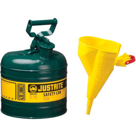 Safety Can Type I - 2 Gallon Galvanized Steel, With Funnel, Self-Close Lid