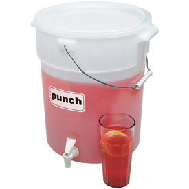 Beverage Dispenser, 6 Gallon, Polyethylene, 16-1/2"H, White