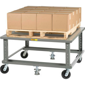 Ergonomic Adjustable Height Pallet Stand - Solid Deck 48 x 48 with Floor Locks