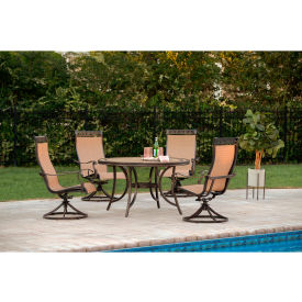 Monaco 5 Piece Outdoor Dining Set w/ 4 Sling Swivel Rockers