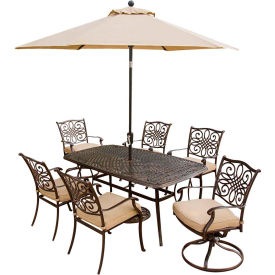 Hanover Traditions 7 Piece Outdoor Dining Set w/ Umbrella Table