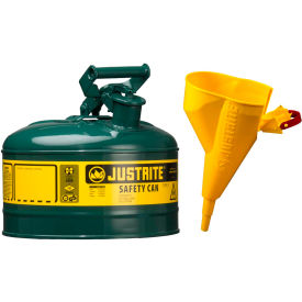 Type I Steel Safety Can With Funnel, 1 Gallon (4L), Self-Close Lid, Green