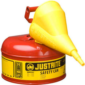 Type I Steel Safety Can With Funnel, 1 Gallon (4L), Self-Close Lid, Red, 7110110