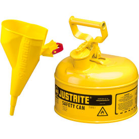 Type I Steel Safety Can With Funnel, 1 Gallon (4L), Self-Close Lid, Yellow, 7110210