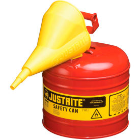 Type I Steel Red Safety Can With Funnel & Self-Close Lid, 2 Gallon (7.5L)