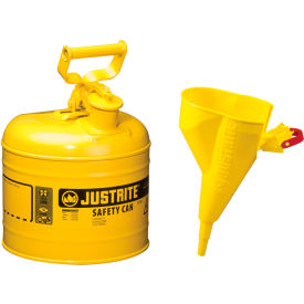 Type I Steel Safety Can With Funnel, 2 Gallon (7.5L), Self-Close Lid, Yellow, 7120210