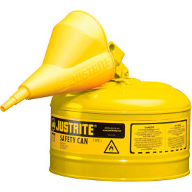 Type I Steel Safety Can, 2.5 Gal. (9.5L), Self-Close Lid, Yellow, 7125210
