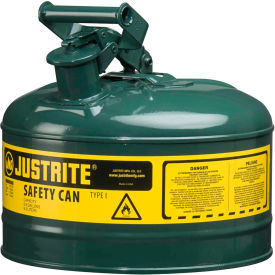 Type I Steel Green Safety Can With Self-Close Lid, 2.5 Gallon (9.5L)