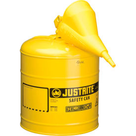 Type I Steel Safety Can With Funnel, 5 Gallon (19L), Self-Close Lid, Yellow