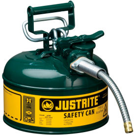 Type II AccuFlow Steel Safety Can, 1 Gal., 5/8" Metal Hose, Green