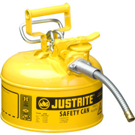 Type II AccuFlow Steel Safety Can, 1 Gal., 5/8" Metal Hose, Yellow