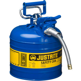 Type II AccuFlow Steel Safety Can, 2 Gal., 5/8" Metal Hose, Blue