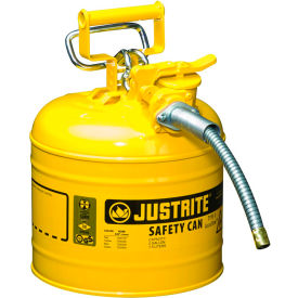 Type II AccuFlow Steel Safety Can, 2 Gal., 5/8" Metal Hose, Yellow