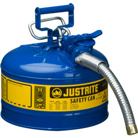 Type II AccuFlow Steel Safety Can, 2.5 Gal., 1" Metal Hose, Blue