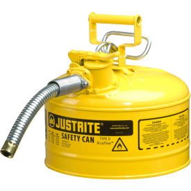Type II AccuFlow Steel Safety Can, 2.5 Gal., 1" Metal Hose, Yellow, 7225230