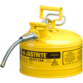 Type II AccuFlow Steel Safety Can, 2.5 Gal., 5/8" Metal Hose, Yellow, 7225220