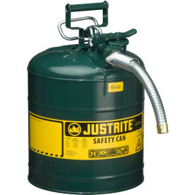 Type II AccuFlow Steel Safety Can, 5 Gal., 1" Metal Hose, Green