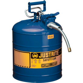 Type II AccuFlow Steel Safety Can, 5 Gal., 5/8" Metal Hose, Blue