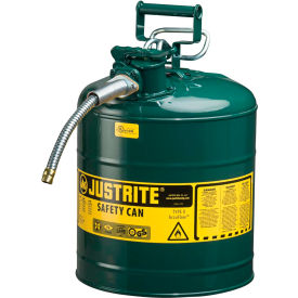 Type II AccuFlow Steel Safety Can, 5 Gal., 5/8" Metal Hose, Green