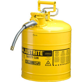Type II AccuFlow Steel Safety Can, 5 Gal., 5/8" Metal Hose, Yellow