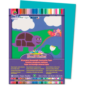 SunWorks Groundwood Construction Paper, 12"x9", Turquoise, 50 Sheets