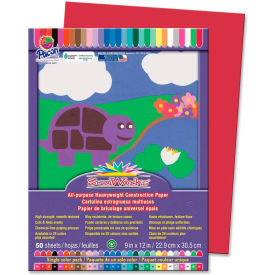 SunWorks Groundwood Construction Paper, 12"x9", Red, 50 Sheets
