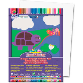 SunWorks Groundwood Construction Paper, 9"x12", Bright White, 50 Sheets