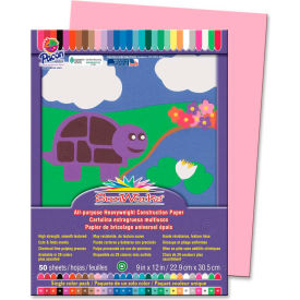 SunWorks Groundwood Construction Paper, 12"x9", Pink, 50 Sheets