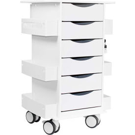 Core Locking 6 Drawer Lab Cart, 23"W x 19"D x 35"H, White