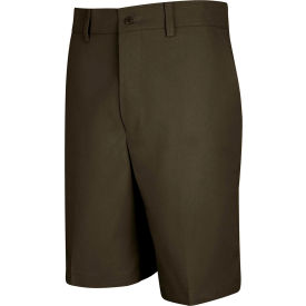 Men's Cotton Casual Plain Front Short Brown 42 X 10