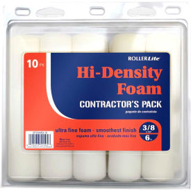 Hi-Density Rounded Foam Mini Roller Cover, 6", 10 Rolls/Pack, 6 Packs/Case