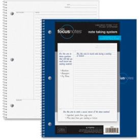 Note-Taking System Notebook, Wire, 20 lb, 11"x9", 100 Sheets, White