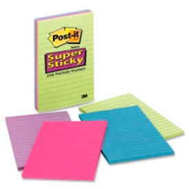 Super Sticky Pads, Lined, 4"x6", 45 Sheets/Pad, 4 Pads/Pk, Assorted