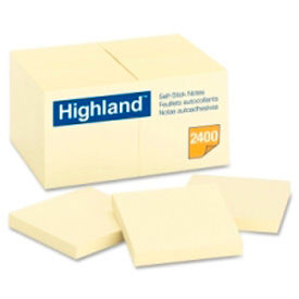 Self-Sticking Notes, 3"x3", 100 Sheets/Pad, 24 Pads/Pk, Yellow