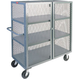 Mesh Security Truck w/3 Shelves, 3000 lb. Capacity, 60"L x 30"W x 57"H, Gray