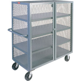 Mesh Security Truck w/4 Shelves, 3000 lb. Capacity, 72"L x 36"W x 57"H, Gray