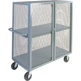 Mesh Security Truck w/2 Shelves, 3000 lb. Capacity, 48"L x 24"W x 57"H, Gray