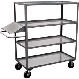 Stock Truck w/4 Shelves & Writing Stand Handle, 3000 lb. Capacity, 60"L x 24"W x 60"H, Gray