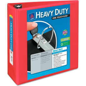 Heavy-Duty View Binder with One Touch EZD Rings, 4" Capacity, Red